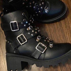 Sugar Black Studded Ankle Boots 9